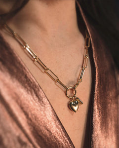 Heart Locket Chain Necklace with "Mom" Tag