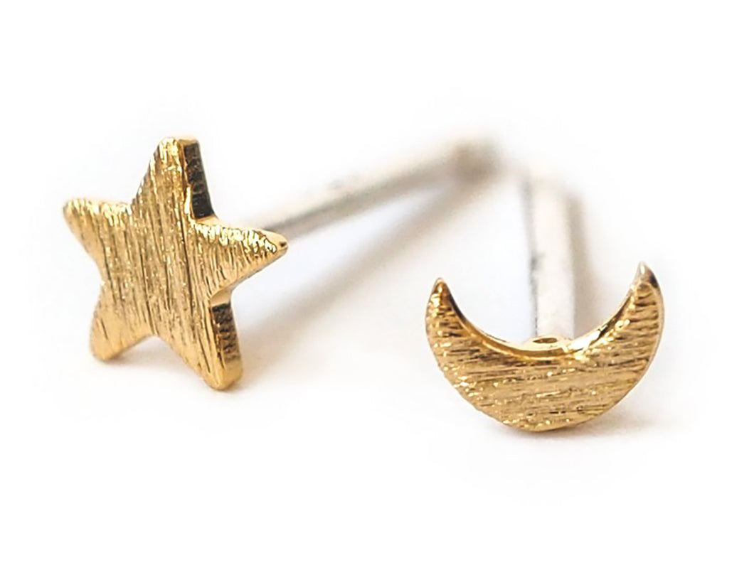 Moon & Star Studs Earrings