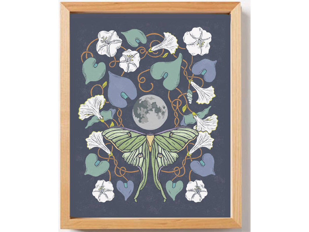 Luna Moth Moonflower, Wall Art Print