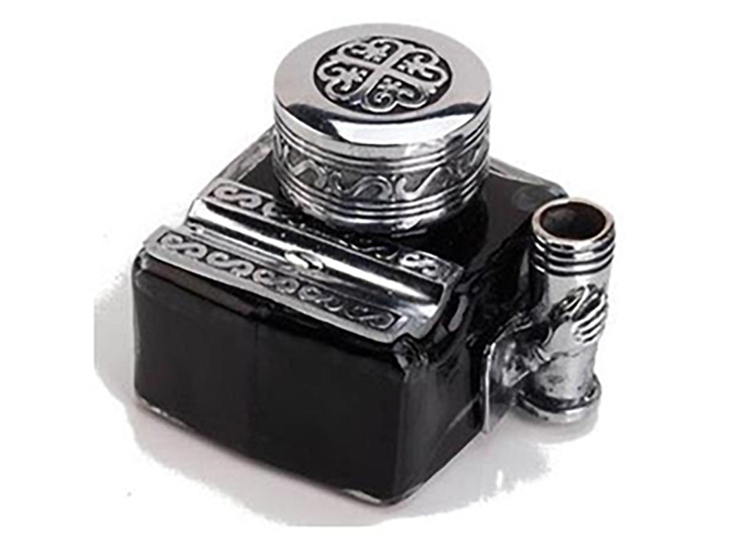 Decorative Inkwell with Pen Rest, Pen Holder & Ink