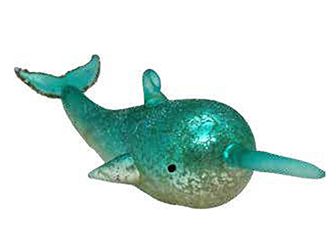 Blue Glass Narwhal Ornament