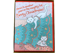 Naughty Cats Christmas Greeting Card