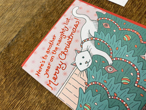 Naughty Cats Christmas Greeting Card