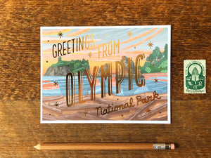Greetings from Olympic National Park Foil Postcard