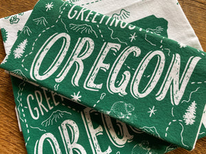 Greetings from Oregon Tea Towel