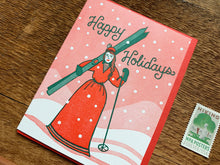 Ski Lady Holiday Greeting Card