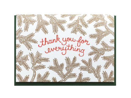 Pine Branch Thank You  Greeting Card
